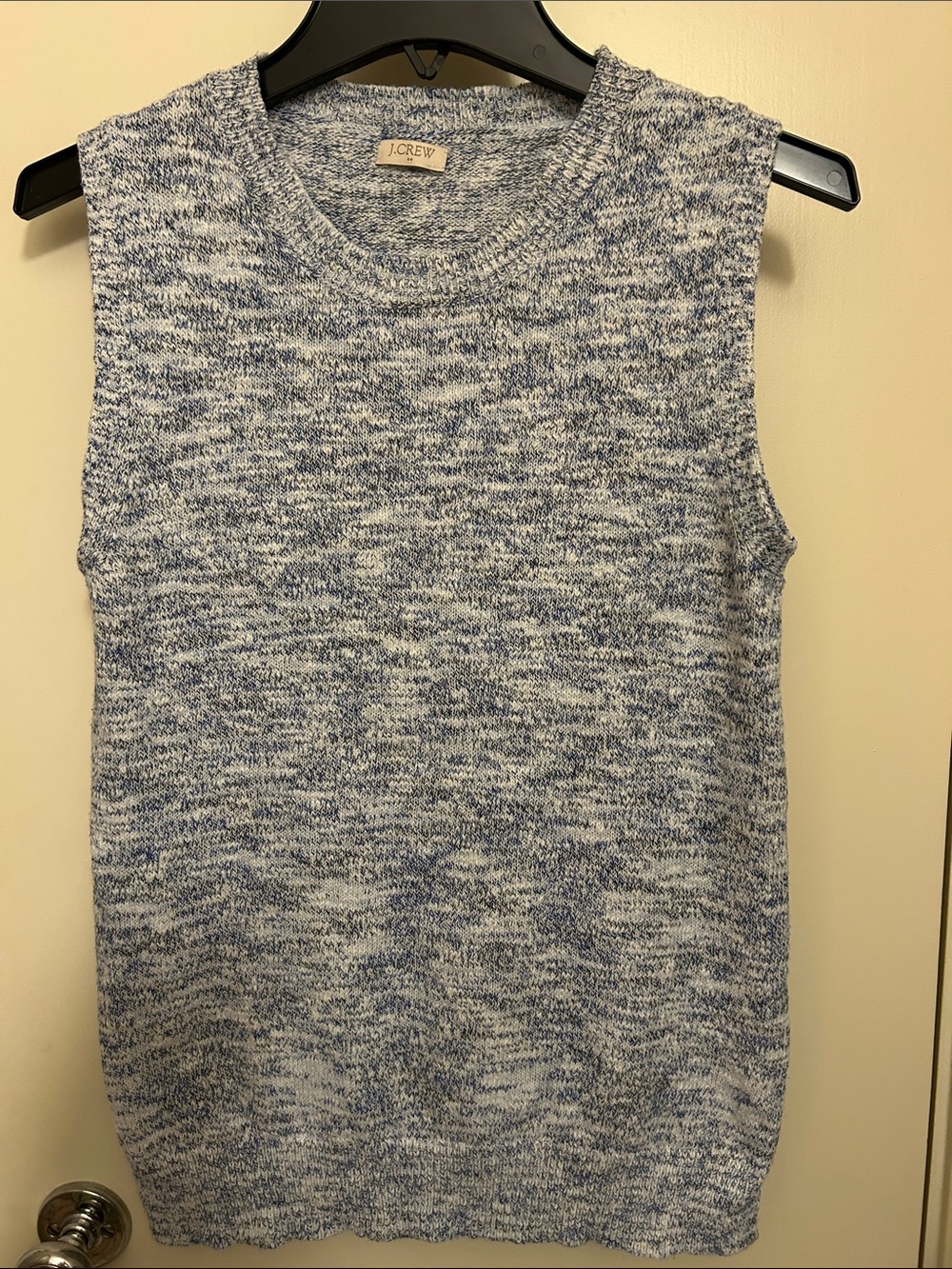 J. Crew Blue and White Marled Knit Sleeveless Top